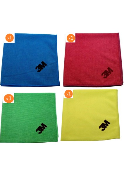 Scotch-Brite Sb 2012 Mikrofiber Bez - Yeşil, Sarı, Mavi, Kırmızı- 4 Lü 360 mm x 360 mm