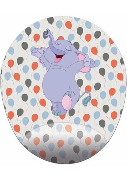 Yavru Fil ve Uçan Renkli Balonlar - Bilek Destekli Tasarım Mou