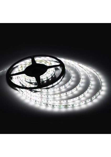 3528 Şerit LED 12V 120° 6A 72W 10MM Tek Çip Silikonsuz Beyaz 5 Metre Şerit LED