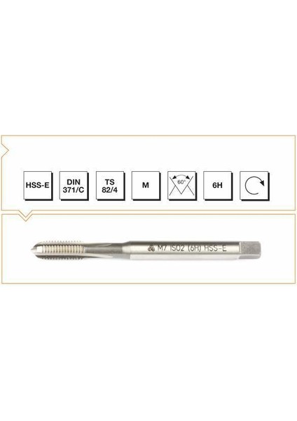 Hss-E Dın 371/C Metrik Normal Vidalı Düz Kanallı 4 mm Makina Kılavuzu