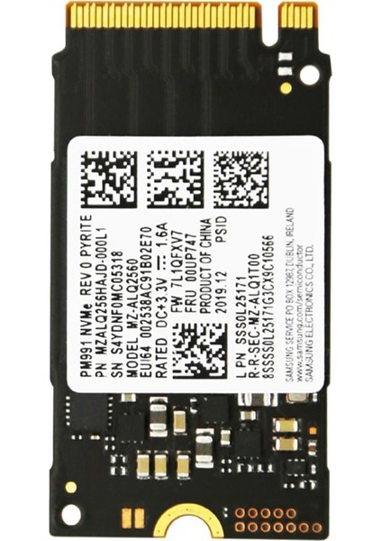 Mz-Alq2560 NVMe 256GB 1000MB-1000MB M.2 SSD