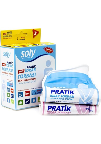 Soly Pratik Emici Idrar Torbası Kilitli 3 Adet