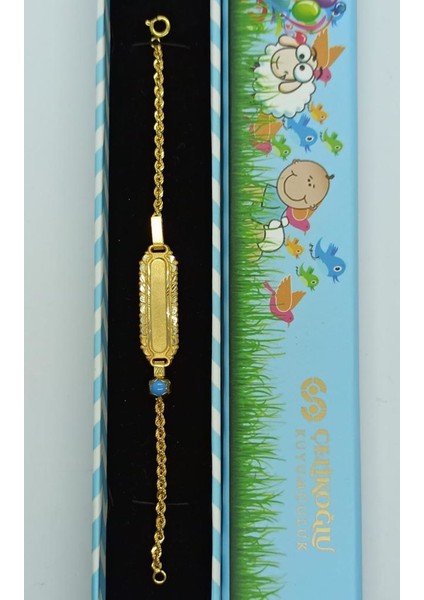 Kuyumculuk 8 Ayar Altın Kız Erkek Bebek Bilekliği Künyesi 1,12 gr