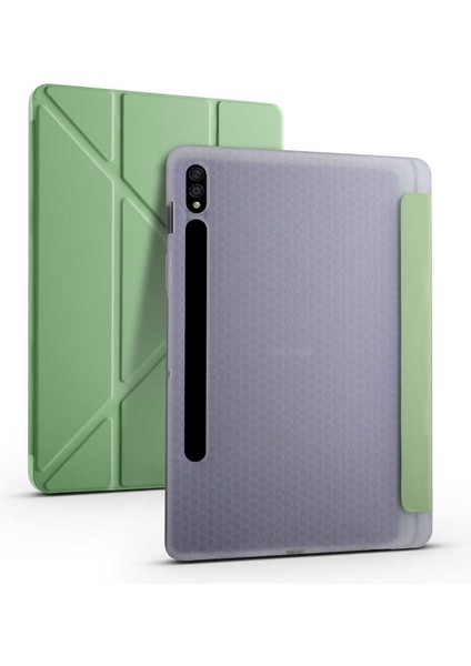 Samsung Galaxy Tab S7 Plus T970 Kılıf Tri Folding Smart With Pen Standlı Kalemlikli Kapaklı Kılıf