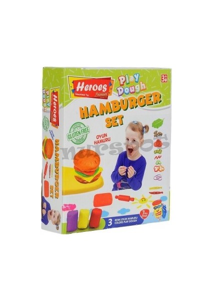 Play Dough Üç Renk Hamburger Set (Oyun Hamuru)