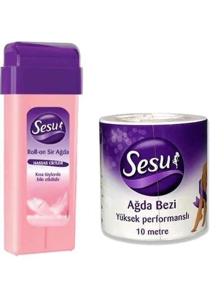 Roll-On Kartuş Ağda Hassas Ciltler 100ML + Sesu Ağda Bezi 10 Metre