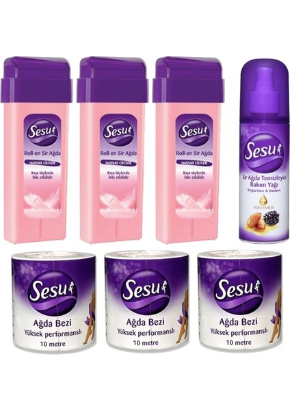 Roll-On Ağda Hassas Cilt 3X100ML + Ağda Bezi 3X10MT + Ağda Temizleyici Bakım Yağı 150ML