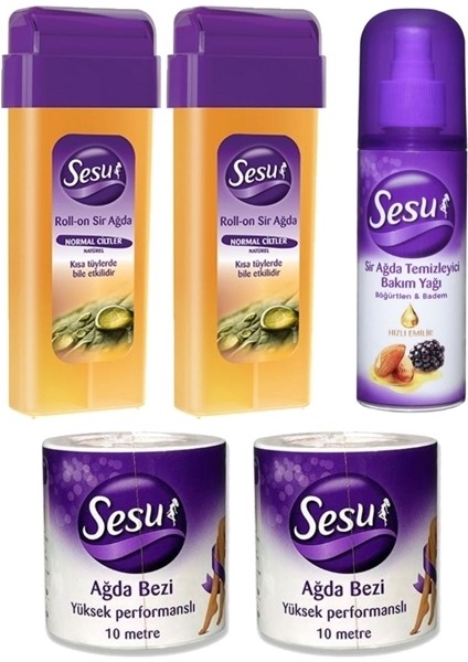 Roll-On Kartuş Ağda Normal Cilt 2X100ML + Ağda Bezi 2X10MT + Sir Temizleyici Bakım Yağı 150ML