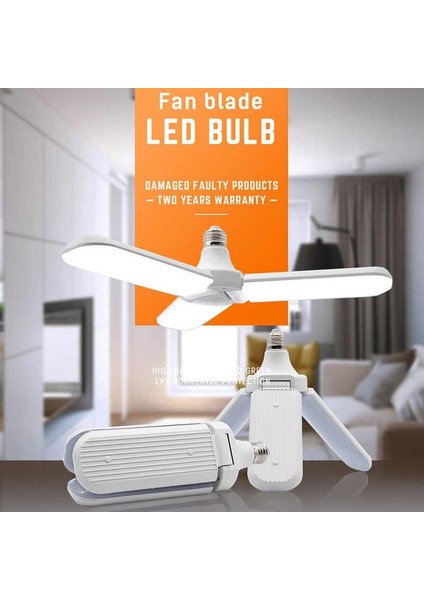 LED Ampul 45W 220V E27 Duylu Katlanabilir Üç Yapraklı Fan Blade LED Ampul Fan Blade LED Blub