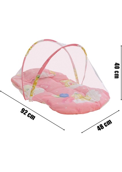Katlanabilir Bebek Cibinlik Sineklik Seti, 92 cm - Pembe