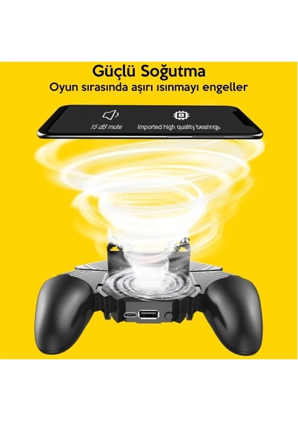 AK77 Fanlı Dört Tetik Mobil Oyun Aparatı - Pubg USB Şarjlı AL-34066