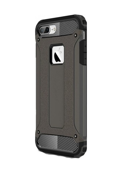 Apple iPhone 8 Plus Kılıf Çift Katmanlı Zırh Koruma Tank Arka Kapak Siyah