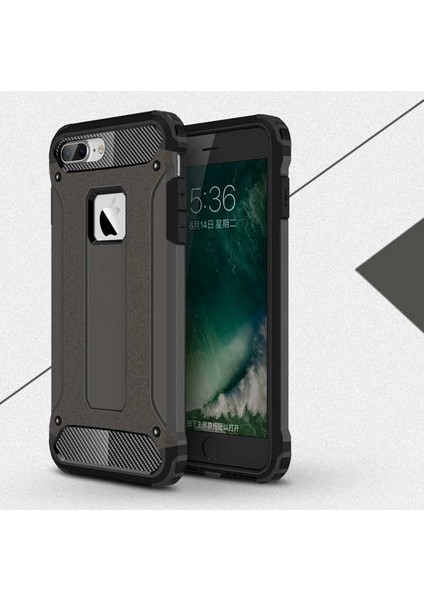 Apple iPhone 8 Plus Kılıf Çift Katmanlı Zırh Koruma Tank Arka Kapak Siyah fiyatları