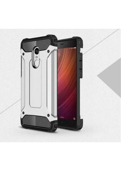 Case 4U Xiaomi Redmi Note 4X Kılıf Military Armor Çift Katmanlı Crash Silikon Kılıf Gri