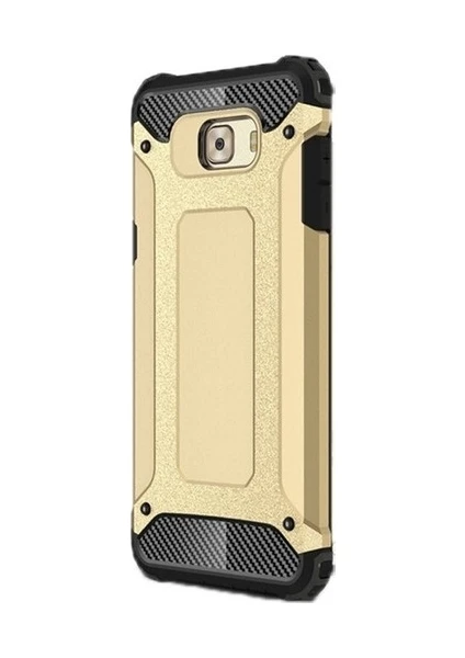 Case 4U Galaxy C5 Kılıf Military Armor Çift Katmanlı Crash Silikon Kılıf Gold