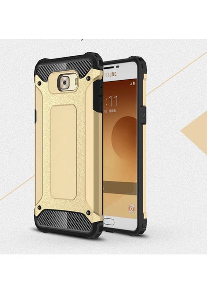 Galaxy C5 Kılıf Military Armor Çift Katmanlı Crash Silikon Kılıf Gold