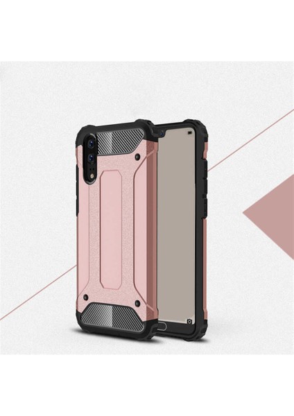 Huawei P20 Kılıf Çift Katmanlı Zırh Koruma Tank Arka Kapak Rose Gold fiyatları
