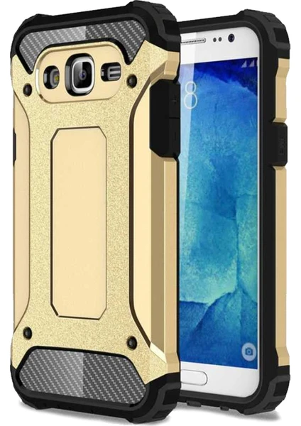 Case 4U Galaxy J7 Kılıf Military Armor Çift Katmanlı Crash Silikon Kılıf Gold