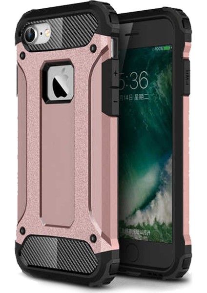 Apple iPhone SE 2022 / SE 2020 / iPhone 8 / iPhone 7 Kılıf Çift Katmanlı Zırh Koruma Tank Arka Kapak Rose Gold