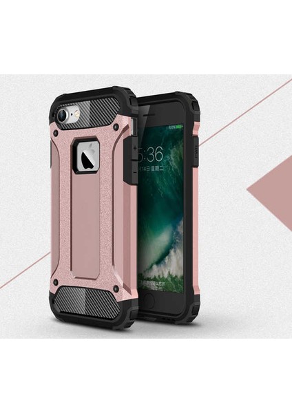 Apple iPhone SE 2022 / SE 2020 / iPhone 8 / iPhone 7 Kılıf Çift Katmanlı Zırh Koruma Tank Arka Kapak Rose Gold fiyatları