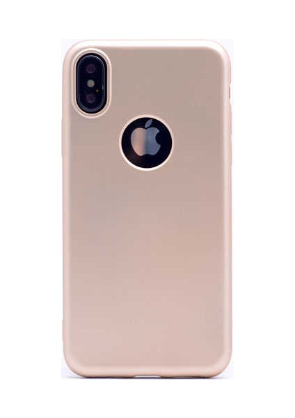 Apple iPhone X Kılıf Klasik Mat Renkli Yumuşak Premier Silikon Gold