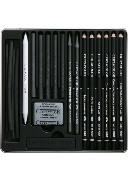 Black Box Charcoal Drawing Set Metal Kutu 20 Kömür Çizim Seti