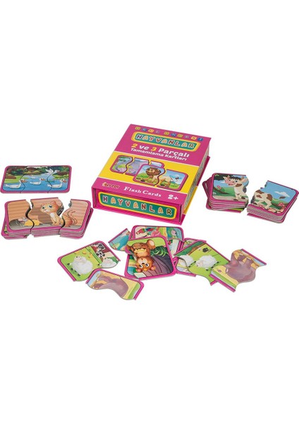 Dıytoy Hayvanlar 2 ve 3 Parçalı Tamamlama Kartları Flash Cards Hafıza Kartları Gelişim Kartları
