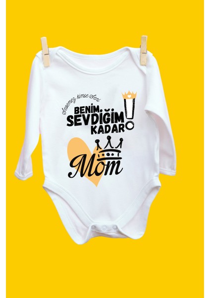 Sevemez Kimse Seni Mom Sarı Desenli Uzun Kol Body