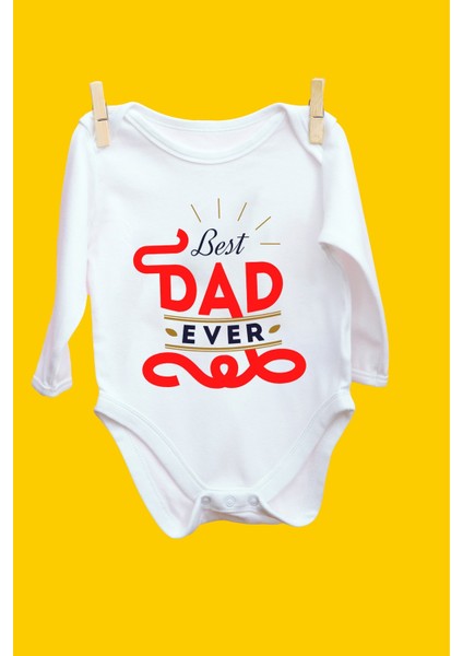 Dad Ever Desenli Uzun Kol Body