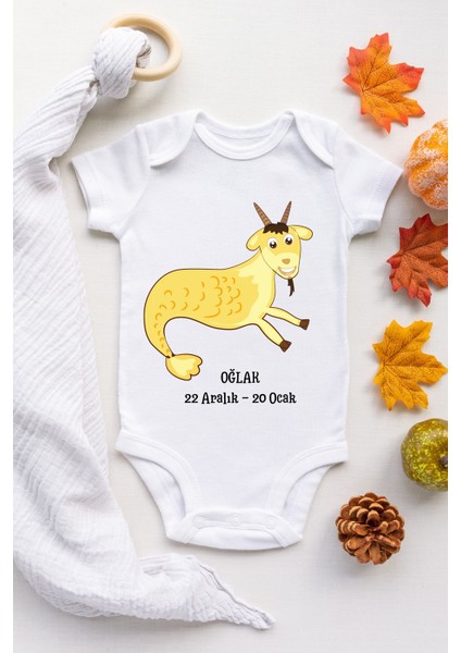 Oğlak Burcu Desenli Kısa Kol Body