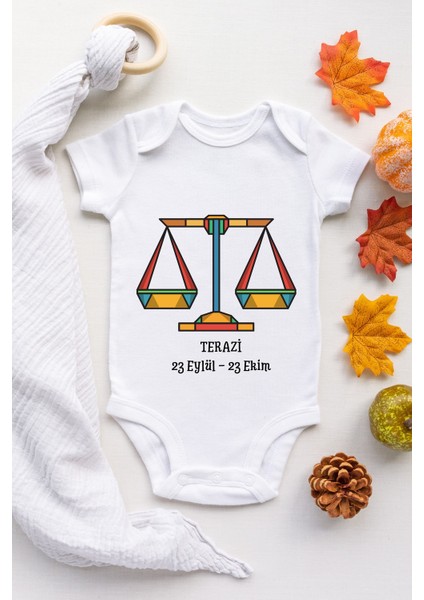 Terazi Burcu Desenli Kısa Kol Body