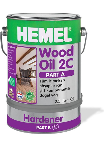 Wood Oil 2c-Ahşaplar Için Çift Komponentli Yağ NATURAL-0,900 Lt modelleri