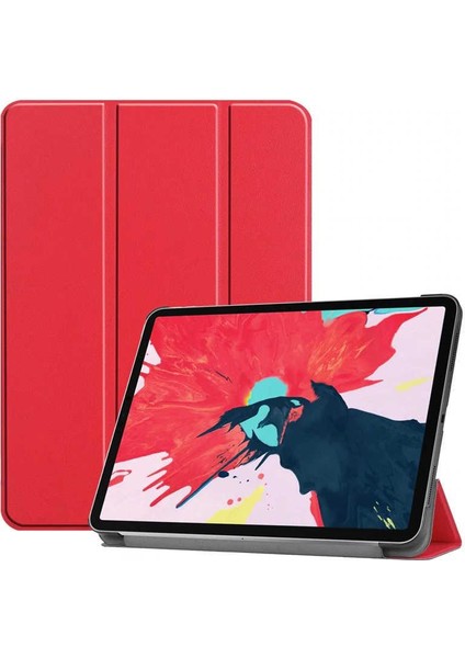 Apple iPad Pro 11 2021 3. Nesil Kılıf Smart Cover Tablet Kılıfı Standlı Akıllı Kapak Kırmızı