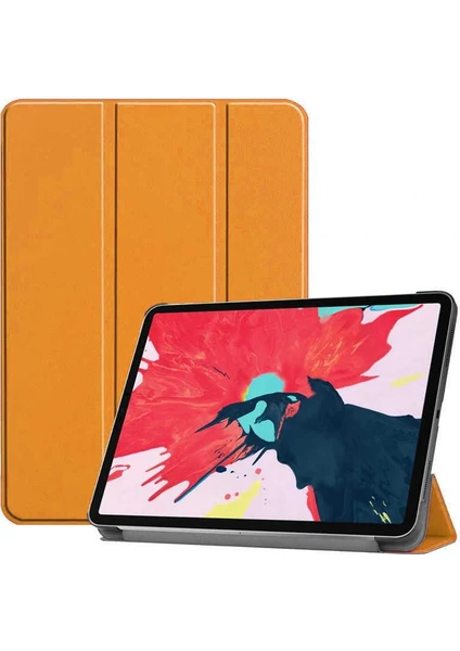 Apple iPad Pro 11 2021 3. Nesil Kılıf Smart Cover Tablet Kılıfı Standlı Akıllı Kapak Turuncu