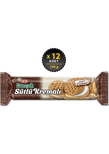 Burçak Sütlü Kremalı Yulaflı Bisküvi 100 g x 12 Adet