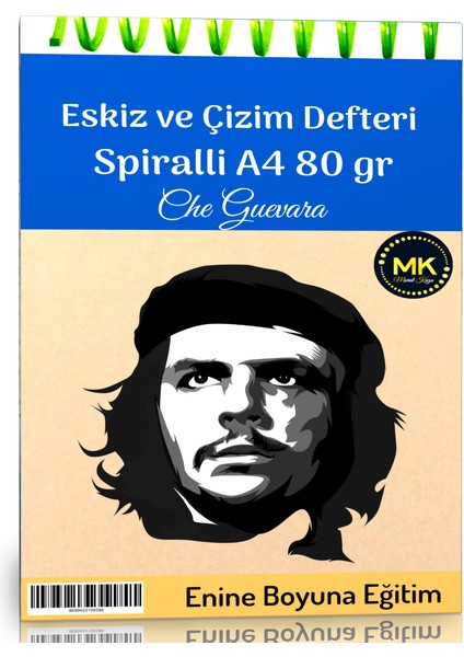 Che Guevera Temalı Eskiz ve Çizim Defteri Kraft Spiralli 100 Sayfa A4 80 gr