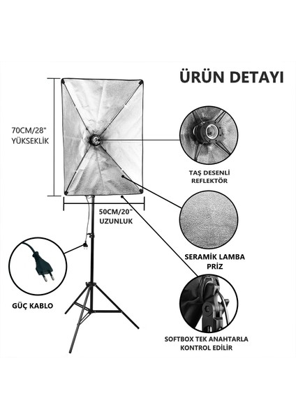 2'li Set 5 Duylu Ampülsüz Softbox