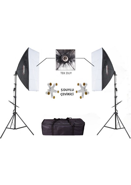 2'li Set 5 Duylu Ampülsüz Softbox