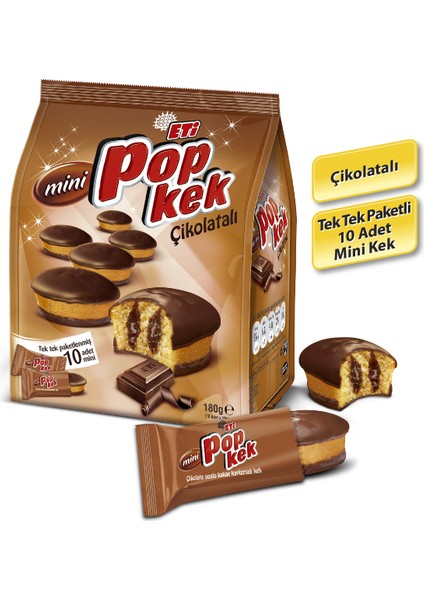 Popkek Mini Çikolatalı Kek 180 g x 2 Adet