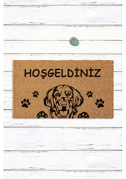 Köpekli ve Pati Izleri Hoşgeldiniz Yazılı Paspas