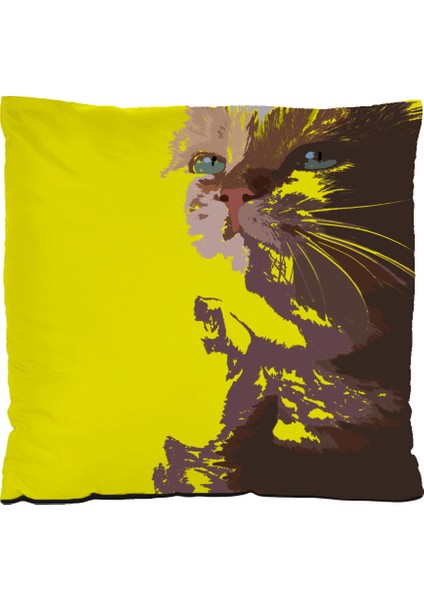 Baskılı Sarı Kırlent Yastık