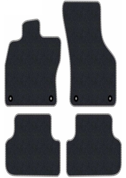 Renault Kangoo 2 2008-2014 Uyumlu Siyah Halı Gri Kenar Paspas