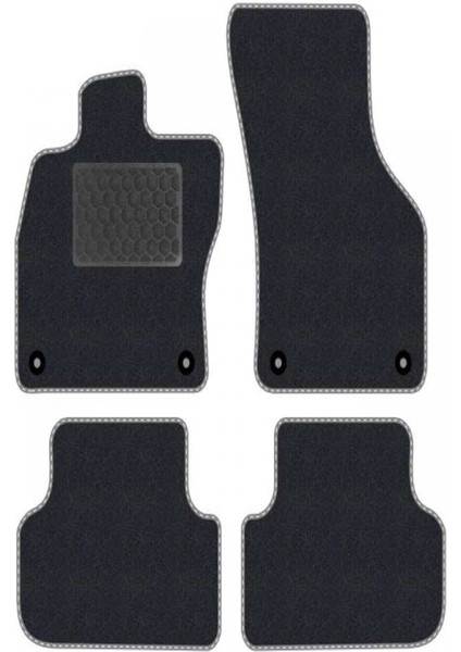 Honda Jazz 2 2009-2014 Siyah Halı Gri Kenar Petek Topuk Halı Paspas