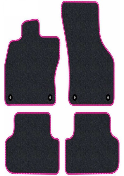 Honda Civic Euro Hatchback 2003-2005 -5 Kapı Makyaj Uyumlu Siyah Halı Pembe Kenar Paspas