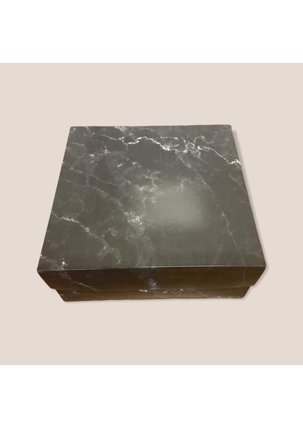 25 x 25 x 10 Siyah Mermer Desenli Komple Karton KUTU(100 Adet)