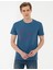 Erkek Mavi Slim Fit Baskılı Bisiklet Yaka Tişört 50241496-VR028 1