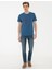 Erkek Mavi Slim Fit Baskılı Bisiklet Yaka Tişört 50241496-VR028 4