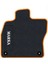 Renault Twingo 1993-2012 Uyumlu Siyah Halı Turuncu Kenar Paspas 2