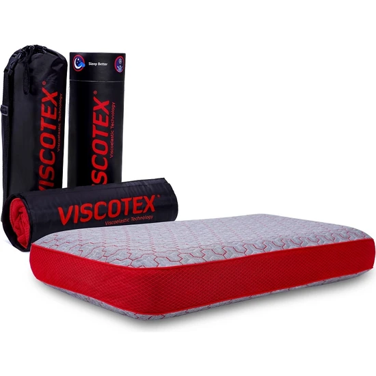 Viscotex 70 x 40 x 12 cm Boyun Destekli - Kılıflı Ekstra %100 Pamuk Taşıma Çantalı Yastık