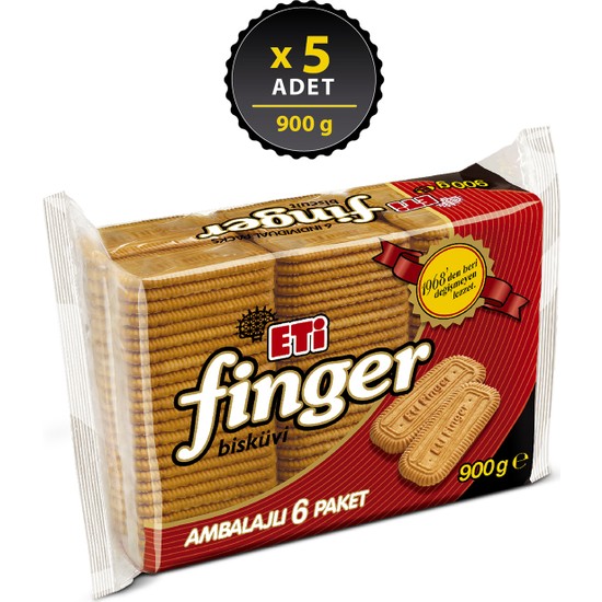 Eti Finger Bisküvi 6'lı 900 g x 5 Adet